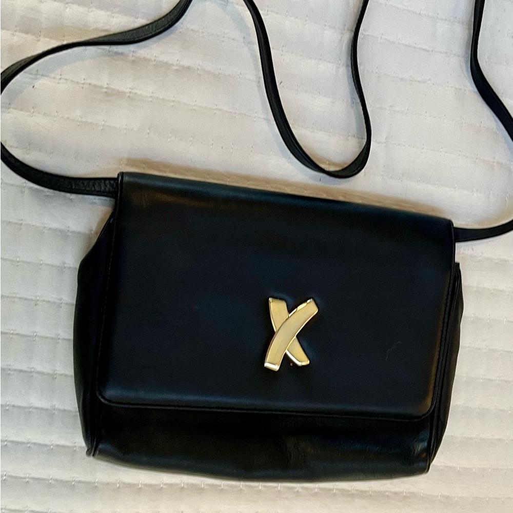 Elegant Black Crossbody Bag with Gold Detail